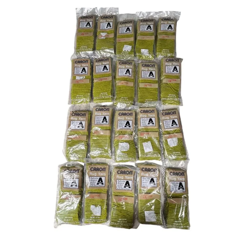 CARON Vintage Rug Yarn Chartreuse 0136 Lot 20 Packs Acrilan Acrylic 320 Pieces